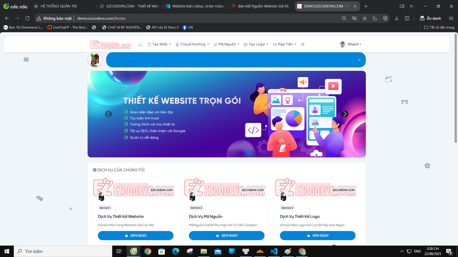 Code dịch vụ website - mã nguồn - hosting ezcodevn v1